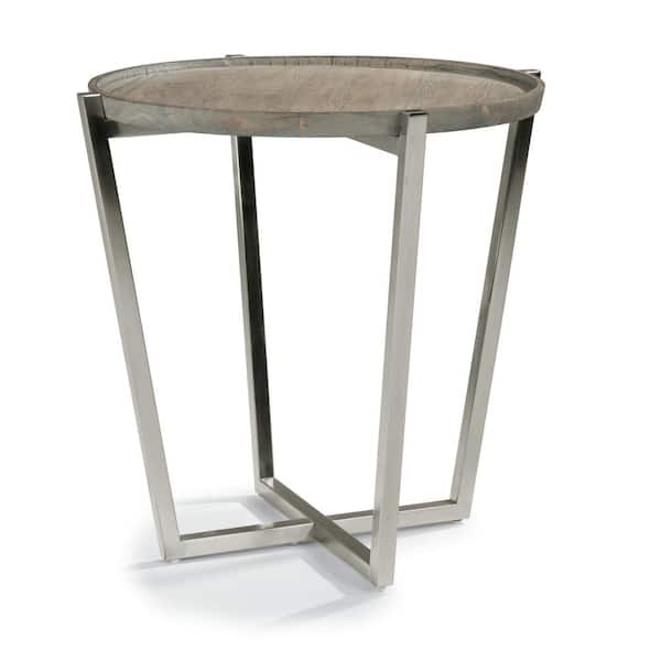 HOMESTYLES Rae 26 in. Weather Gray Round End Table
