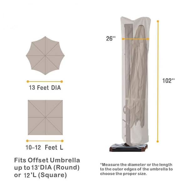 15x9 foot patio umbrella covers with zipper OGETFUUR Patio Umbrella Cover with Zipper and Rod, Water Resistant Umbrellas Cover for 9 ft. to 13 ft. Offset Umbrella, Brown