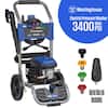 Westinghouse 3400 Max PSI 2 Max GPM 13 Amp Cold Water Electric Powered Pressure Washer w/ Brushless Motor, 5-Quick Connect Tips WPX3400e