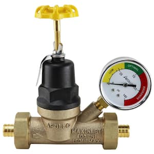 3/4 in. Bronze Double Union PEX Water Pressure Regulator with Gauge