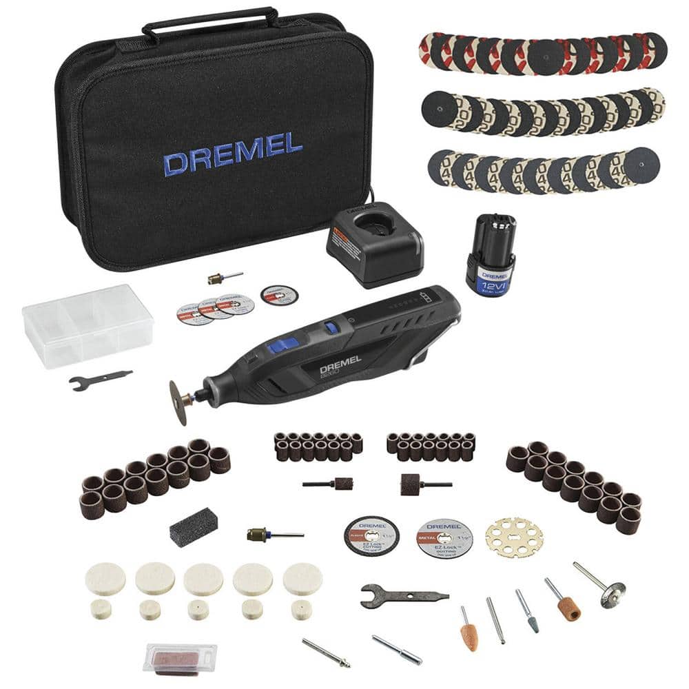 Dremel 12V Variable Speed Cordless Brushless Smart Rotary Tool Kit with  Rotary Tool Mega Accessory Kit (130-Piece) 8260-5 + 713-01 - The Home Depot