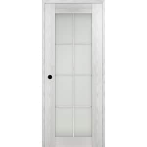 32 in. x 96 in. Vona Right-Hand 8-Lite Frosted Glass Pecan Nutwood Wood Composite Single Prehung Interior Door