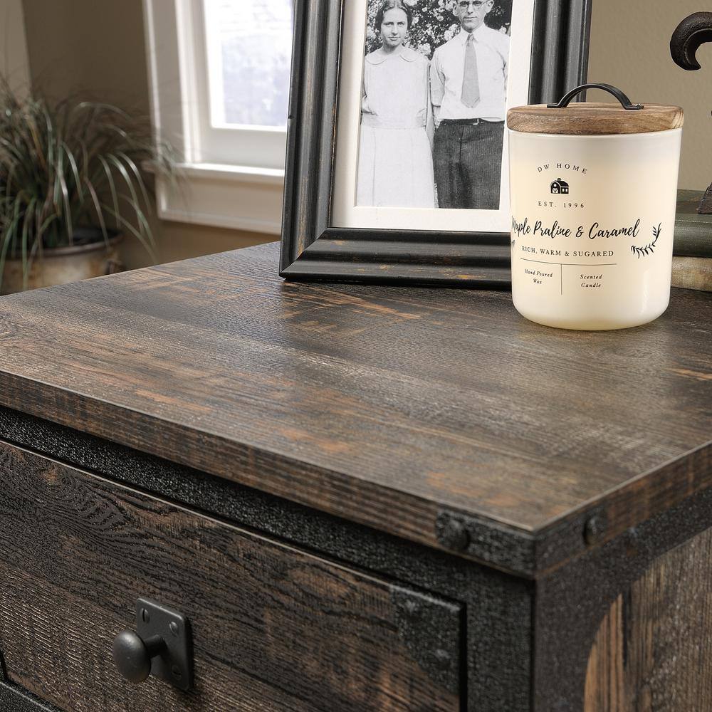 Carbon Oak 2-Drawer Mobile Pedestal with Powder-Coated Metal Frame
