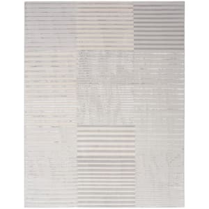 Brushstrokes Silver Grey 9 ft. x 12 ft. Abstract Contemporary Area Rug