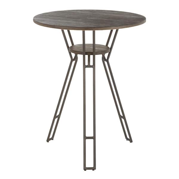 Lumisource Folia Industrial Counter Height Dining Table in Antique Metal and Espresso Wood