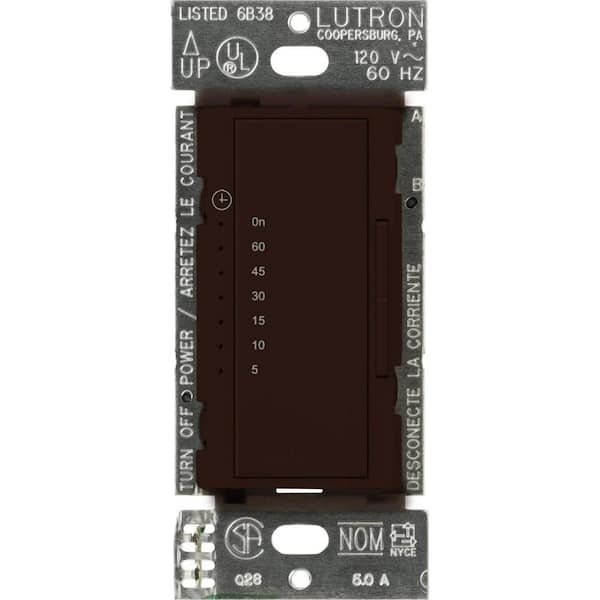 Lutron Maestro Countdown Timer Switch for Fans and Lights, 3A Fan/150W LED, Single-Pole/Multi-Location, Brown (MA-T51MN-BR)