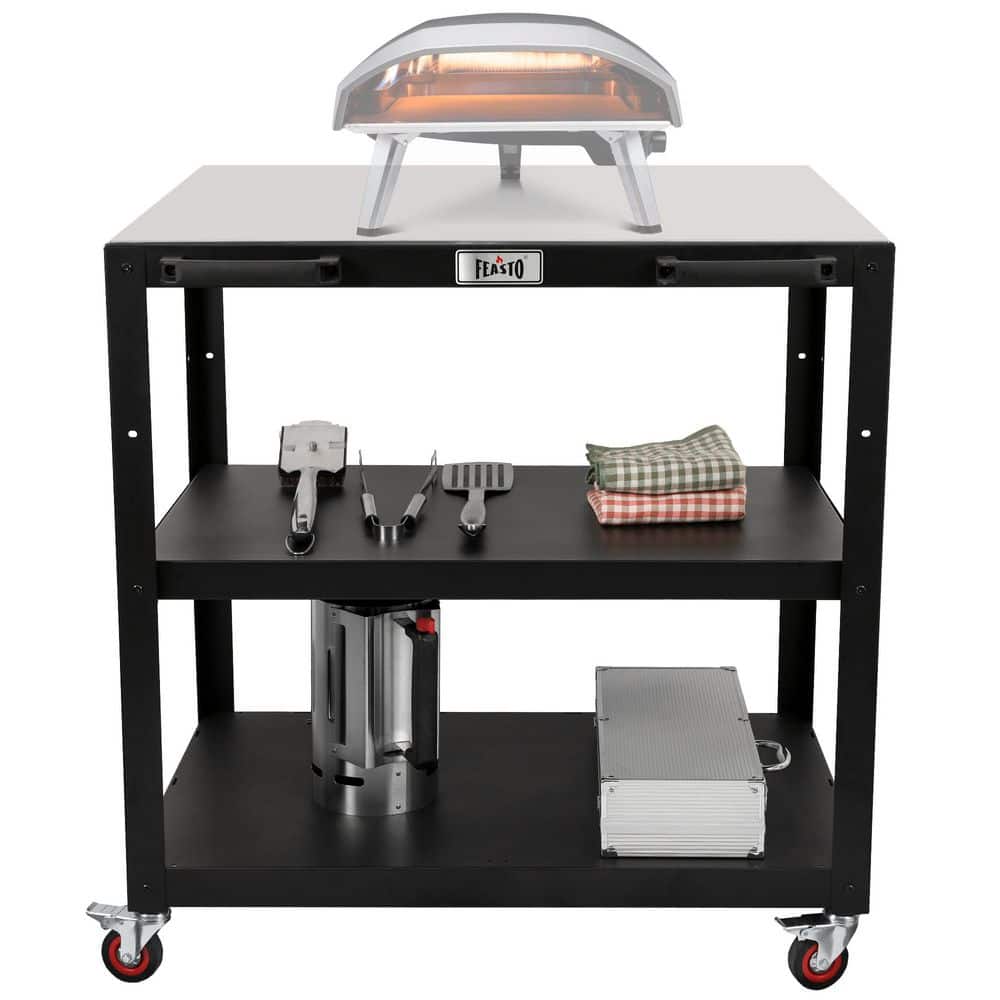 35 in. 3-Shelf 304 Stainless Steel Modular Outdoor Kitchen Food Prep Table 