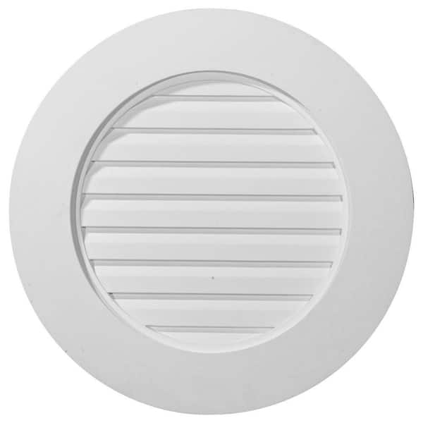 Ekena Millwork 23 in. x 23 in. Round Primed Polyurethane Paintable Gable Louver Vent Non-Functional