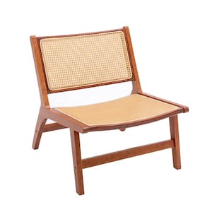 Khaki Outdoor Solid Wood Frame Chair with White Wool Carpet