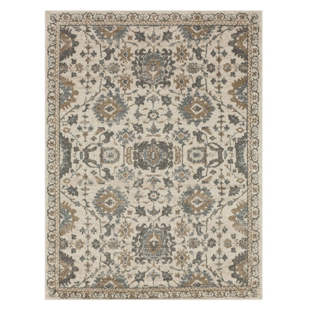 Gray 6' x 9' Rectangular Stain-Resistant Synthetic Area Rug
