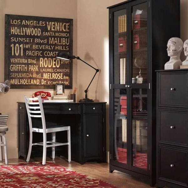Home Decorators Collection Oxford Black, Oxford Bookcase With Glass Doors
