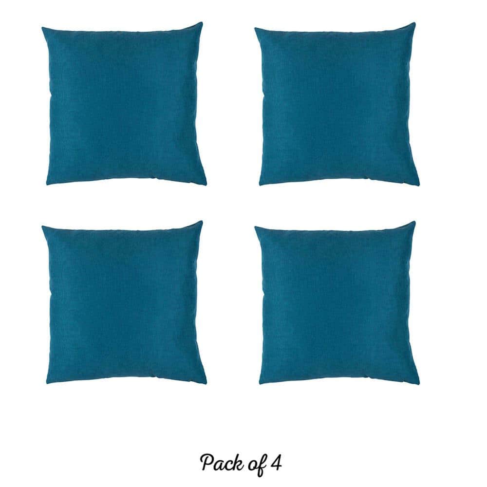 Tahitian Tide Blue Polyester Square Pillow Covers Set of 4