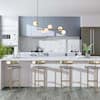 RRTYO Herculaneum 6-Light Brass Mid-Century Modern Linear Bubble Chandelier with Opal Globe Glass Shade for Kitchen Island 81010000042438