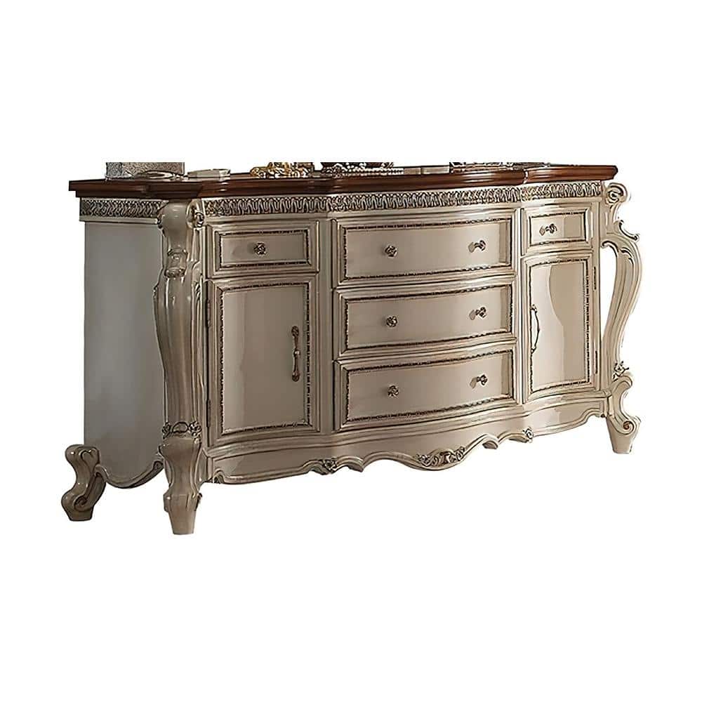 Antique Pearl and Cherry Oak 69" Glam Dresser