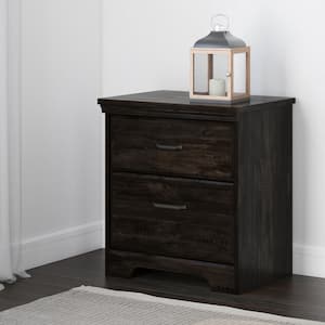 Versa 2-Drawer RubBed Black Nightstand (23 in. W x 25.25 in. H)