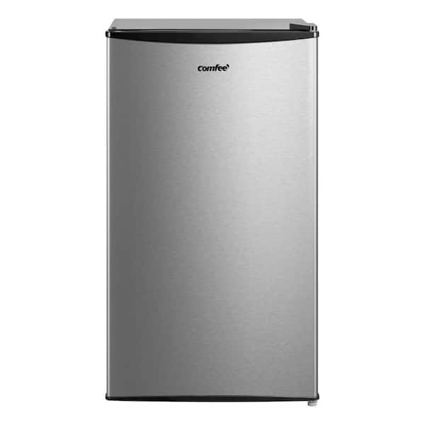 Comfee' 18.6 in. 3.3 cu. ft. Mini Refrigerator in Stainless Look with Freezer Less Design Energy Star Adjustable Legs
