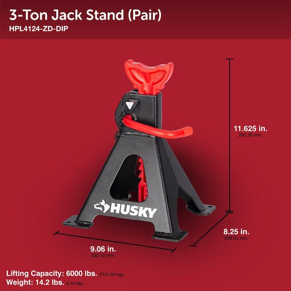Husky 3 Ton Jack Stands and 3-Ton Aluminum/Steel Floor Jack Combo