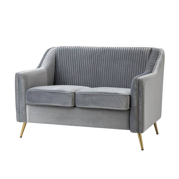 ARTFUL LIVING DESIGN Andrea 50 in. Gray Polyester 2-Seat Loveseat with Metal Legs