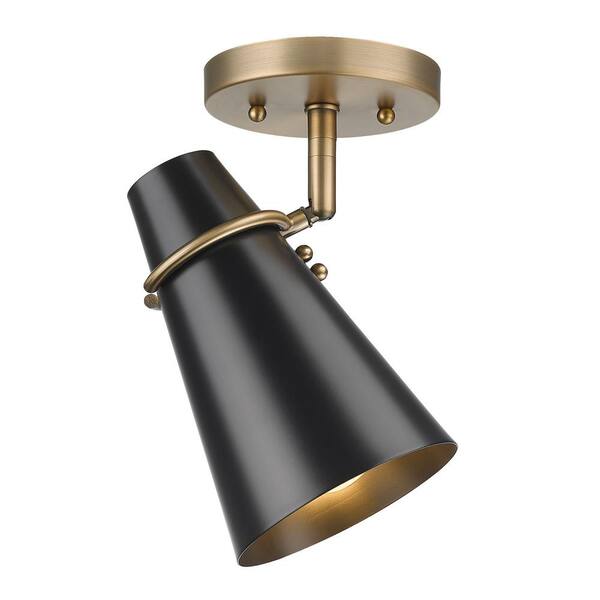 Golden Lighting - Reeva 7 in. 1-Light Modern Brass Semi-Flush Mount