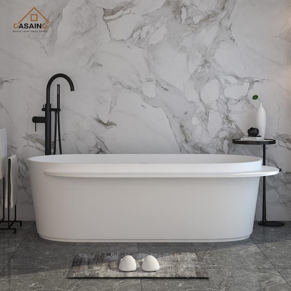 CASAINC 71 in. Composite Flatbottom Non-whirlpool Bathtub in White Home Depot Tubs
