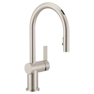 Cia Single-Handle Smart Touchless Pull Down Sprayer Kitchen Faucet with Voice Control and Power Clean in Stainless