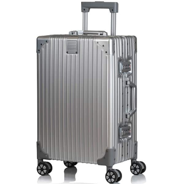 CHAMPS Elite 21 in. Silver Aluminum Luggage Carry-on with Spinner Wheels