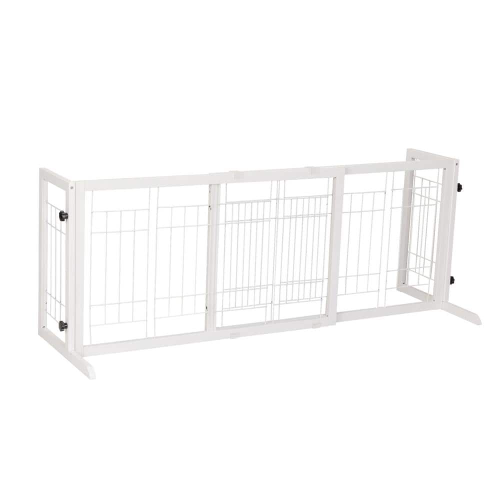 38 in.-71 in. Adjustable Wooden Pet Gate for Dogs, Indoor Freestanding Dog 