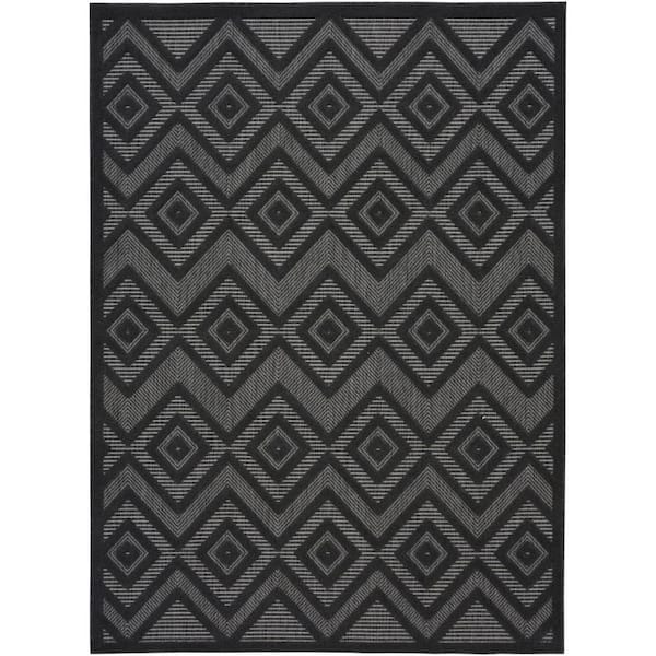 Charcoal 5 ft. x 7 ft. Woven Polypropylene, Polyester Indoor/Outdoor Area Rug
