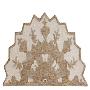 Brenna Beige/White 2 ft. 3 in. x 3 ft. 10 in. Hearth Medallion Transitional Wool Area Rug
