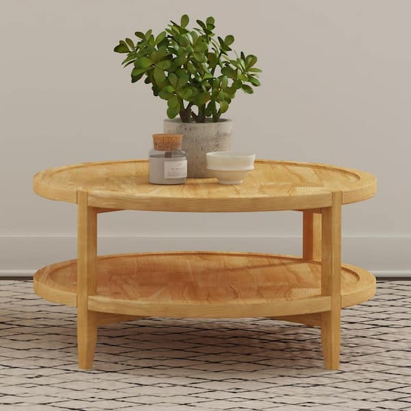 Coaster Camillo 35.5 in. Maple Round Wood Coffee Table with Shelf