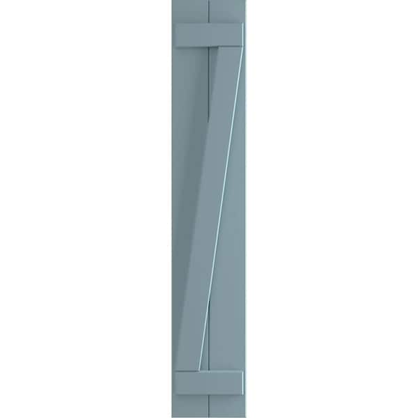 Ekena Millwork 10-3/4 in. x 35 in. True Fit PVC 2-Board Joined Board and Batten Shutters with Z-Bar Pair in Peaceful Blue
