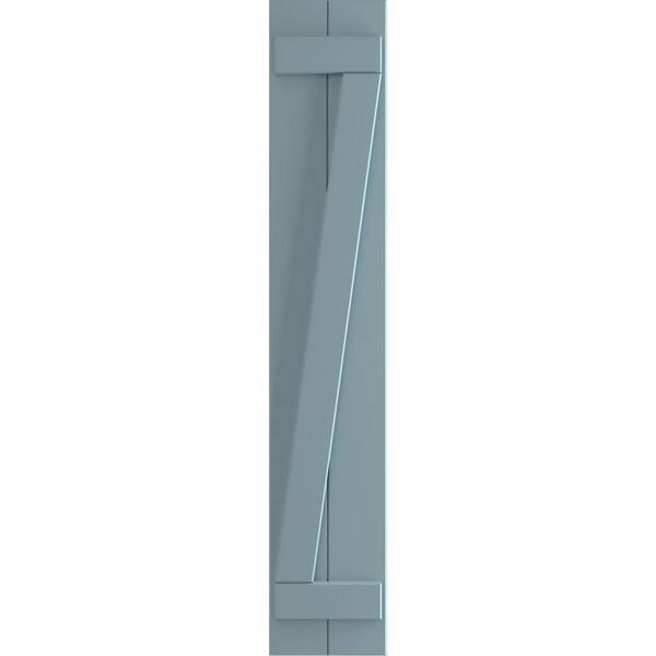 Ekena Millwork 10-3/4 in. x 51 in. True Fit PVC 2-Board Joined Board and Batten Shutters with Z-Bar, Peaceful Blue (Per Pair)