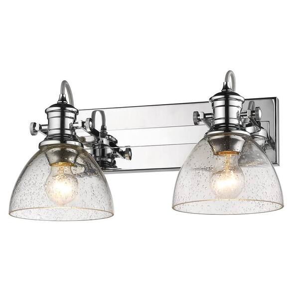 Golden Lighting - Hines 7 in. Chrome with Seeded Glass 2-Light Semi-Flush Mount