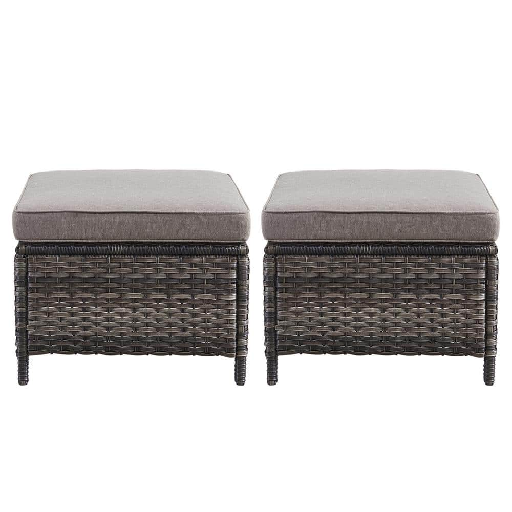 Pocassy 2 Pack Wicker Outdoor Ottoman Steel Frame Footstool With   Pocassy Outdoor Ottomans Pj016 2 64 1000 