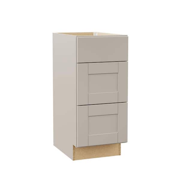Shaker 15 in. W x 21 in. D x 34.5 in. H Assembled Bath 3 Drawer Base Cabinet in Dove Gray