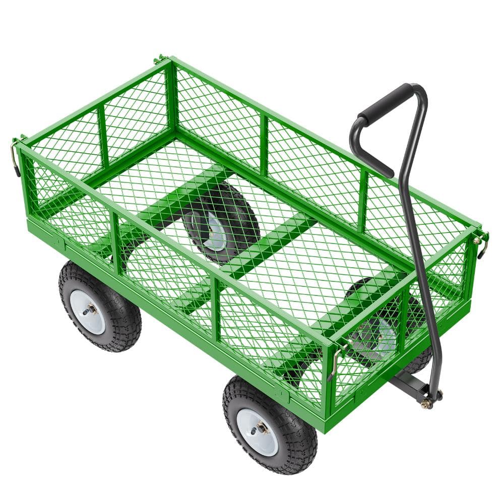 "900 Lbs Steel Garden Cart, Removable Mesh Sides Convert to Flatbed, 10"" Tires & 180° Rotating Handle" price history on PriceWatchPro