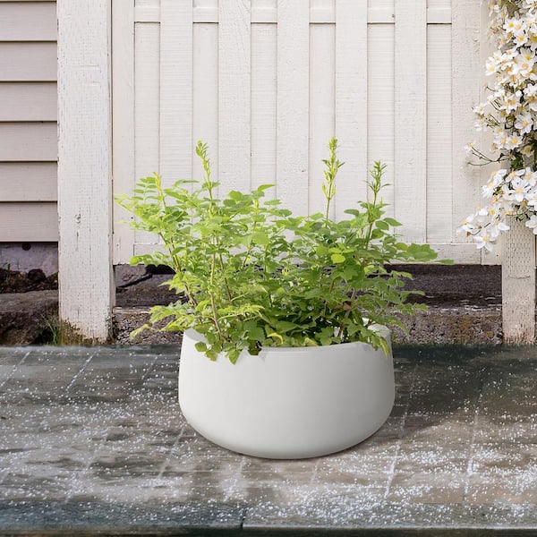 ROUND PLANT POT Outdoor UV Resistant Plastic Bowl Multi Purpose Floor Planter 