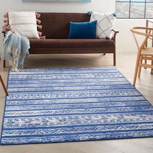 Whimsicle Navy Ivory 5 ft. x 7 ft. Abstract Contemporary Area Rug