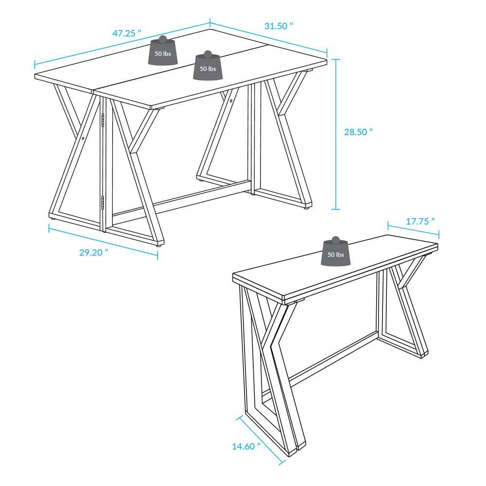 Natural Solid Basswood Folding Convertible Console Dining Table