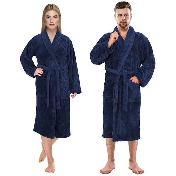 ASL American Soft Linen, Mens and Womens Robes, XL-XXL, Navy Blue