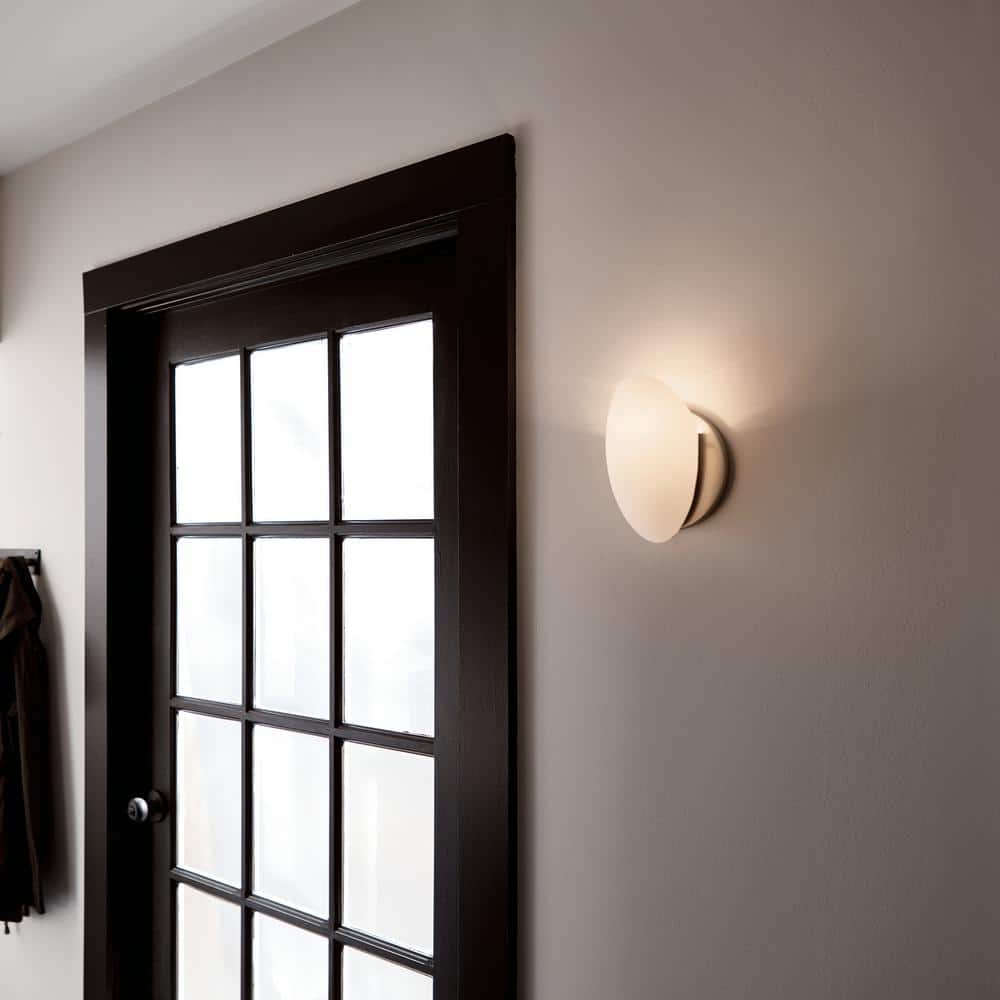 Modern Elegance 8" Brushed Nickel Wall Sconce with White Alabaster Glass