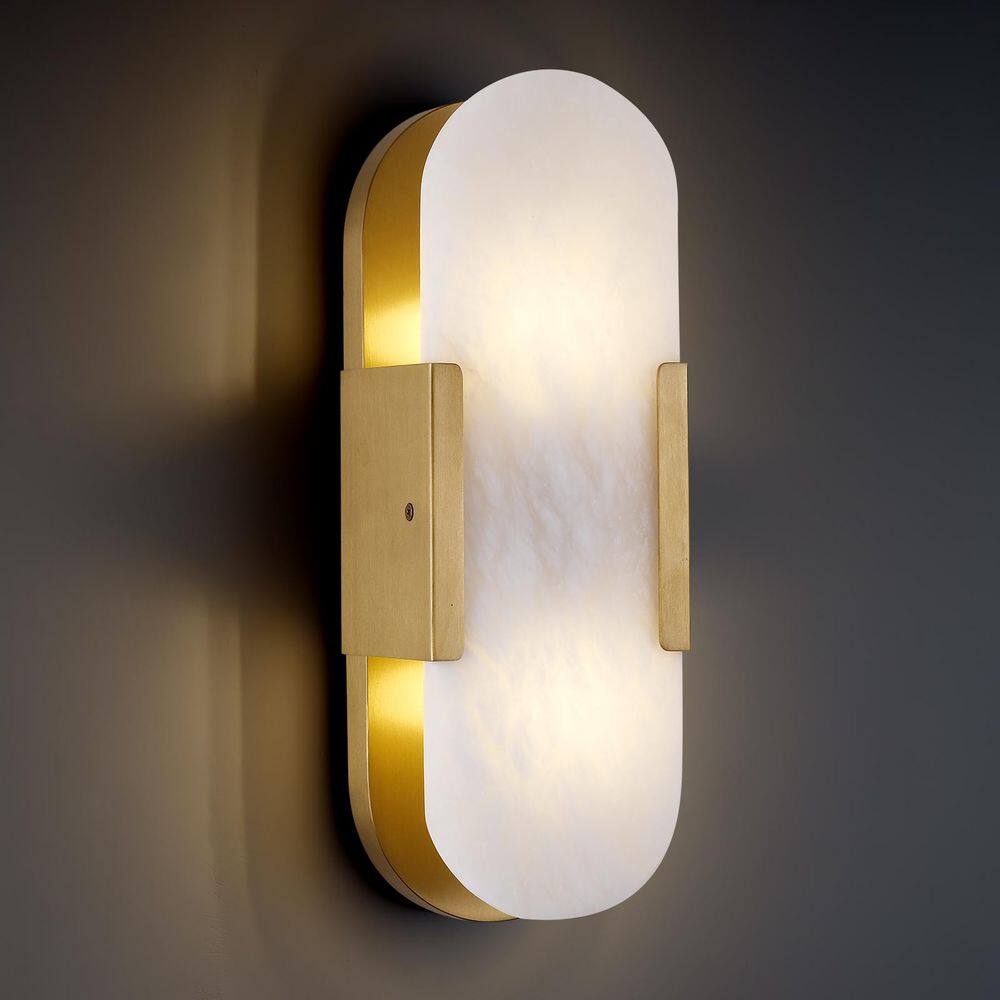 14 in. 2-Light Dimmable Brass Wall Mounted Sconce with Alabaster Shade, for Living Room, Bedroom, Dining Room (1-Piece) price history on PriceWatchPro