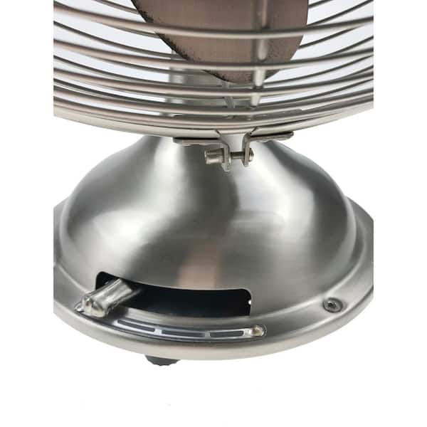 Oscillating Table Fan 12 in Brushed Nickel 3-Speed All-Metal For Home Office 
