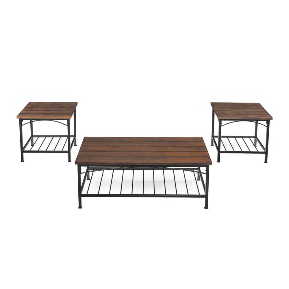 TIRAMISUBEST TD Garden Outdoor 3 in 1 Metal Coffee Table Set with