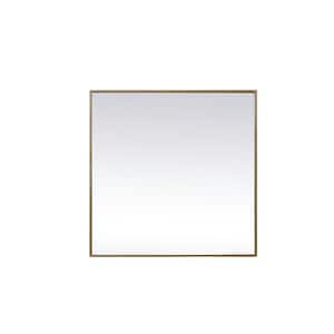 Timeless Home 30 in. W x 30 in. H Modern Metal Framed Square Brass Mirror