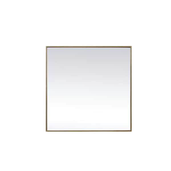Unbranded Timeless Home 30 in. W x 30 in. H Modern Metal Framed Square Brass Mirror
