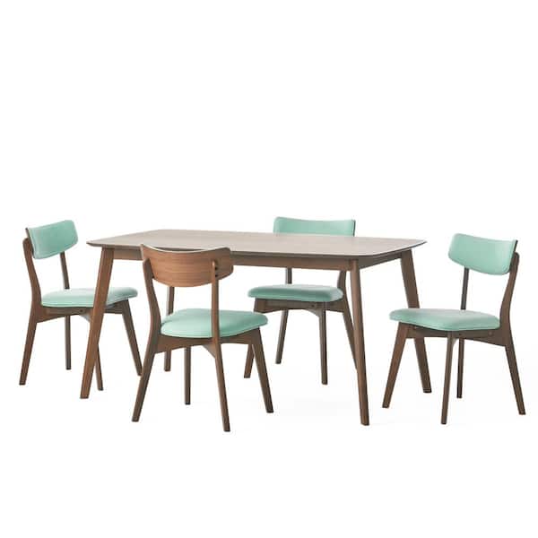 Noble House Alma 5-Piece Mint Fabric Dining Set