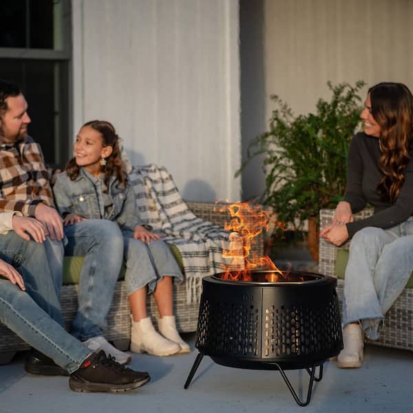 20 in. Smokeless Wood Burning Huddle Fire Pit with Stand, Removable Ash Pan and Weather Resistant Cover