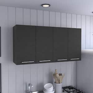 47.2 in. W x 13.1 in. D x 23.6 in. H in Black Assembled Upper Wall Kitchen Cabinet with 4-Doors