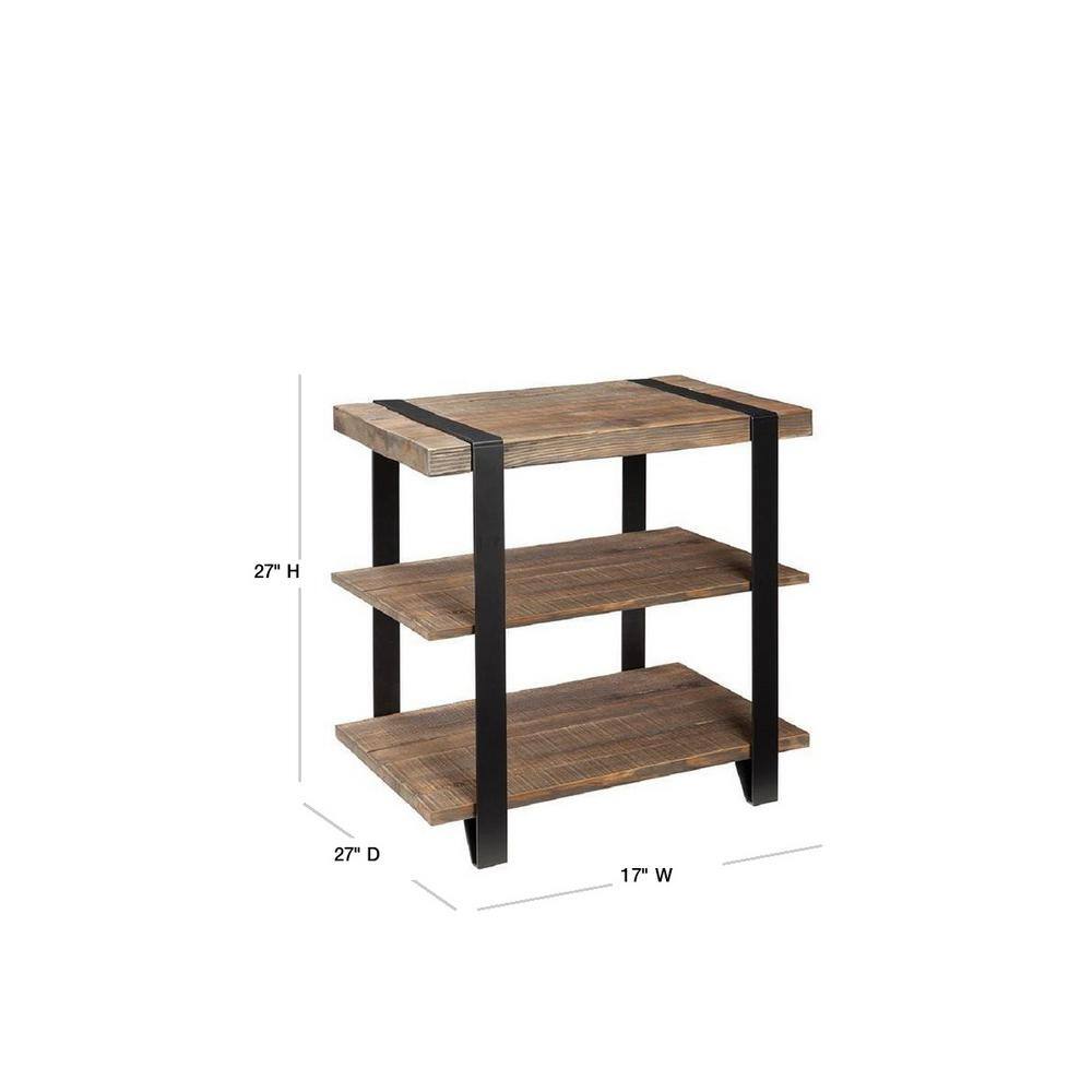 Modesto 31" Reclaimed Wood and Metal Strap End Table